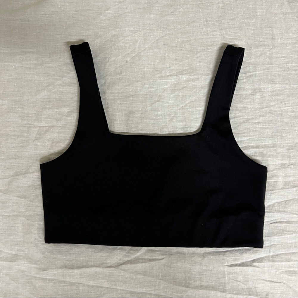 GIRLFRIEND COLLECTIVE Tommy Cropped Sports Bra Square Neck Black - XS